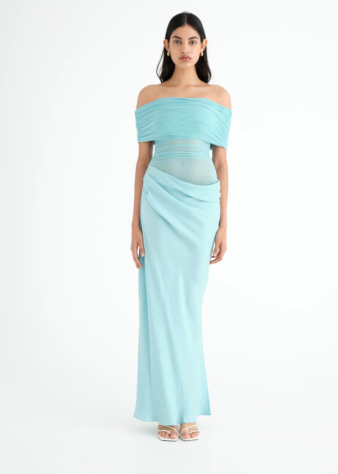 Benni Nico Off-Shoulder Maxi Dress Aquamarine