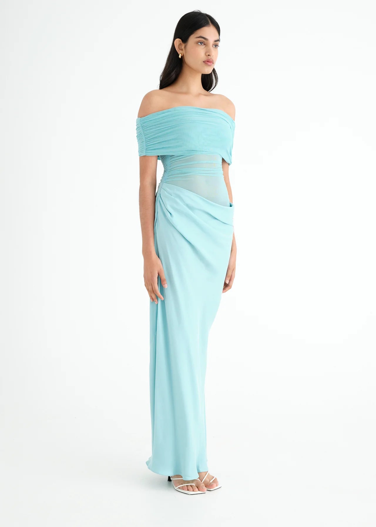 Benni Nico Off-Shoulder Maxi Dress Aquamarine