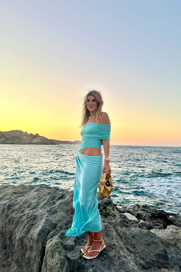 Benni Nico Off-Shoulder Maxi Dress Aquamarine