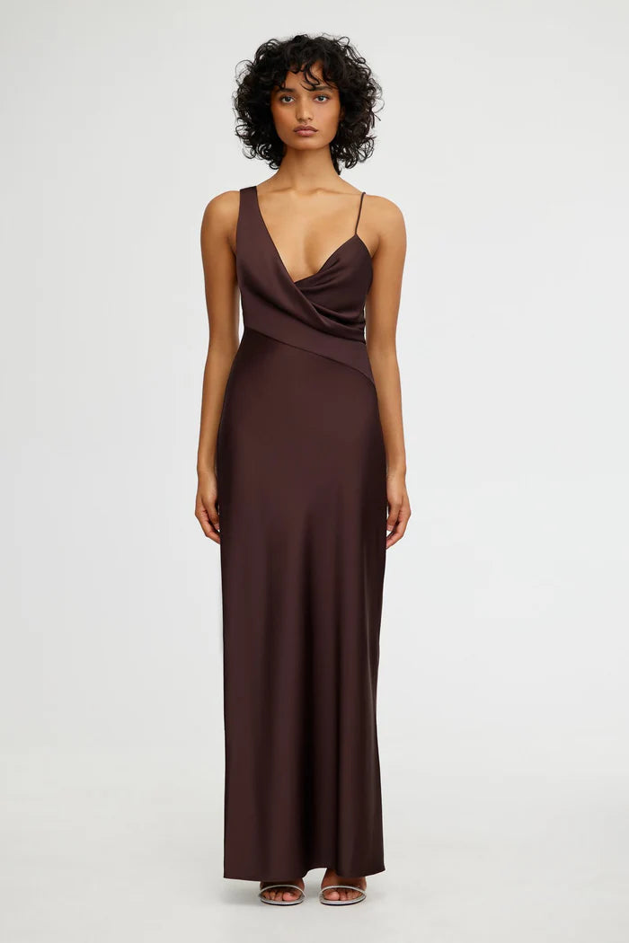 significant other brown dress SO ONLINE AU Women's Chocolate Maxi Dress, AU8 US4, Viscose Rayon Polyester