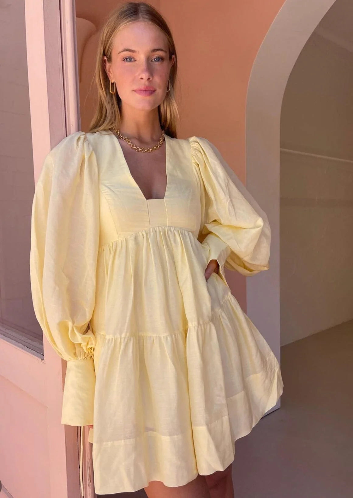 Shona Joy Limon Long Sleeve Dress